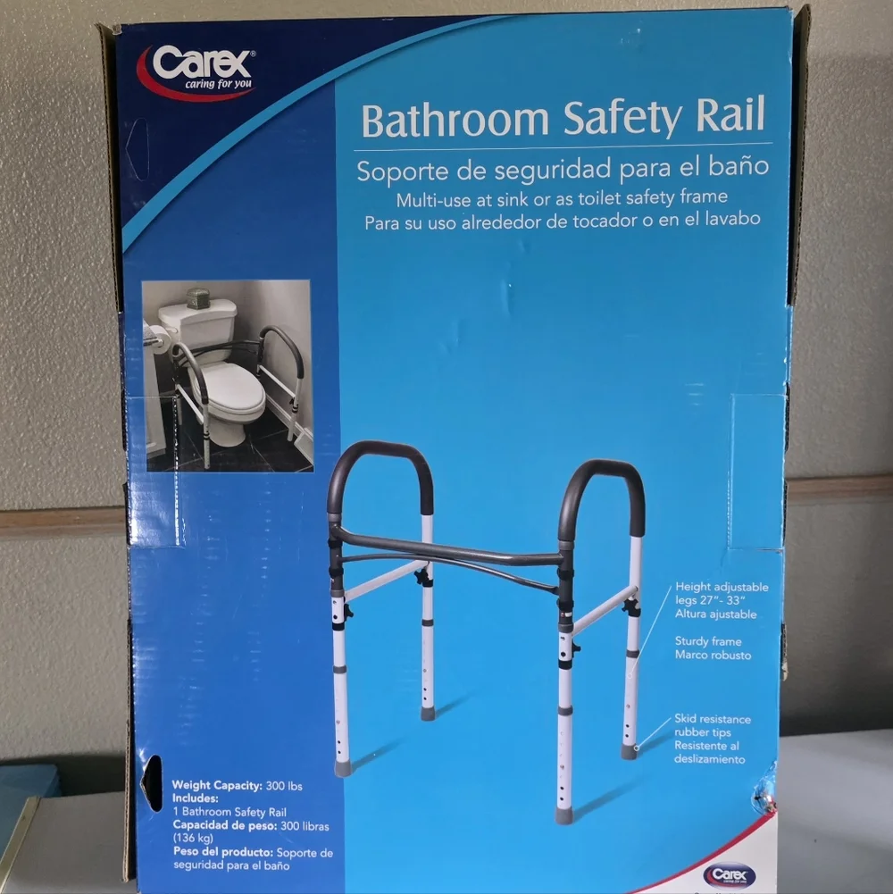 Carex Bathroom Safety Rail - Gray and White